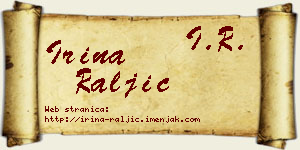 Irina Raljić vizit kartica